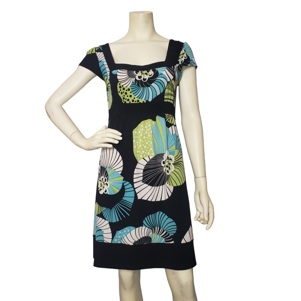 WRAPPER Black Green and Blue Floral Dress Size Large